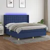 Image de Sommier À Lattes De Lit Matelas Et Led Bleu 180x200 Cm Tissu Vidaxl