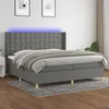 Image de Sommier À Lattes De Lit Matelas Led Gris Foncé 200x200 Cm Tissu Vidaxl