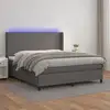 Image de Sommier À Lattes De Lit Matelas Led Gris 160x200 Cm Similicuir Vidaxl