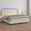 Image de Sommier À Lattes De Lit Matelas Led Crème 200x200 Cm Similicuir Vidaxl