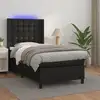Image de Sommier À Lattes De Lit Matelas Led Noir 90x190 Cm Similicuir Vidaxl