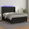 Image de Sommier À Lattes De Lit Matelas Led Noir 140x190cm Similicuir Vidaxl