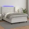 Image de Sommier À Lattes De Lit Matelas Led Blanc 140x200 Cm Similicuir Vidaxl