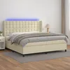 Image de Sommier À Lattes De Lit Matelas Led Crème 200x200 Cm Similicuir Vidaxl