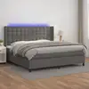 Image de Sommier À Lattes De Lit Matelas Led Gris 200x200 Cm Similicuir Vidaxl