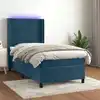 Image de Sommier À Lattes De Lit Matelas Led Bleu Foncé 90x190cm Velours Vidaxl