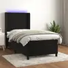 Image de Sommier À Lattes De Lit Matelas Et Led Noir 90x200 Cm Velours Vidaxl