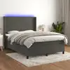 Image de Sommier À Lattes De Lit Matelas Et Led Gris Foncé 140x190 Cm Vidaxl
