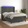 Image de Sommier À Lattes De Lit Matelas Et Led Gris Foncé 140x190 Cm Vidaxl