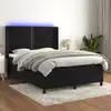 Image de Sommier À Lattes De Lit Matelas Et Led Noir 140x190 Cm Velours Vidaxl