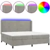Image de Sommier À Lattes De Lit Matelas Et Led Gris Clair 200x200 Cm Vidaxl