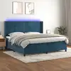 Image de Sommier À Lattes De Lit Matelas Et Led Bleu Foncé 200x200 Cm Vidaxl