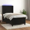 Image de Sommier À Lattes De Lit Matelas Et Led Noir 100x200 Cm Velours Vidaxl