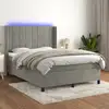 Image de Sommier À Lattes De Lit Matelas Et Led Gris Clair 140x200 Cm Vidaxl