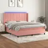Image de Sommier À Lattes De Lit Matelas Et Led Rose 180x200 Cm Velours Vidaxl