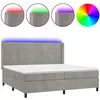 Image de Sommier À Lattes De Lit Matelas Et Led Gris Clair 200x200 Cm Vidaxl