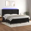 Image de Sommier À Lattes De Lit Matelas Et Led Noir 200x200 Cm Velours Vidaxl