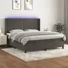 Image de Sommier À Lattes De Lit Matelas Et Led Gris Foncé 160x200 Cm Vidaxl