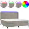 Image de Sommier À Lattes De Lit Matelas Et Led Gris Clair 200x200 Cm Vidaxl