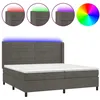 Image de Sommier À Lattes De Lit Matelas Et Led Gris Foncé 200x200 Cm Vidaxl