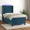 Image de Sommier À Lattes De Lit Matelas Led Bleu Foncé 90x190cm Velours Vidaxl