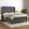 Image de Sommier À Lattes De Lit Matelas Et Led Gris Foncé 140x190 Cm Vidaxl