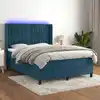 Image de Sommier À Lattes De Lit Matelas Et Led Bleu Foncé 140x190 Cm Vidaxl