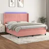 Image de Sommier À Lattes De Lit Matelas Et Led Rose 180x200 Cm Velours Vidaxl