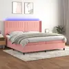 Image de Sommier À Lattes De Lit Matelas Et Led Rose 200x200 Cm Velours Vidaxl
