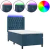 Image de Sommier À Lattes De Lit Matelas Led Bleu Foncé 90x200cm Velours Vidaxl
