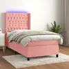 Image de Sommier À Lattes De Lit Matelas Et Led Rose 90x200 Cm Velours Vidaxl