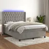 Image de Sommier À Lattes De Lit Matelas Et Led Gris Clair 140x200 Cm Vidaxl