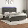 Image de Sommier À Lattes De Lit Matelas Et Led Gris Foncé 160x200 Cm Vidaxl