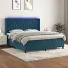 Image de Sommier À Lattes De Lit Matelas Et Led Bleu Foncé 160x200 Cm Vidaxl