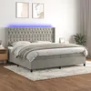 Image de Sommier À Lattes De Lit Matelas Et Led Gris Clair 200x200 Cm Vidaxl