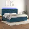 Image de Sommier À Lattes De Lit Matelas Et Led Bleu Foncé 200x200 Cm Vidaxl