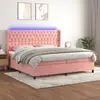Image de Sommier À Lattes De Lit Matelas Et Led Rose 200x200 Cm Velours Vidaxl