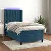 Image de Sommier À Lattes De Lit Matelas Led Bleu Foncé 90x190cm Velours Vidaxl