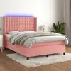Image de Sommier À Lattes De Lit Matelas Et Led Rose 140x190 Cm Velours Vidaxl