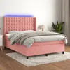 Image de Sommier À Lattes De Lit Matelas Et Led Rose 140x200 Cm Velours Vidaxl