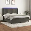 Image de Sommier À Lattes De Lit Matelas Et Led Gris Foncé 180x200 Cm Vidaxl