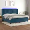 Image de Sommier À Lattes De Lit Matelas Et Led Bleu Foncé 200x200 Cm Vidaxl