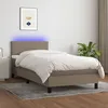 Image de Sommier À Lattes De Lit Avec Matelas Led Taupe 90x200 Cm Tissu Vidaxl