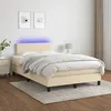 Image de Sommier À Lattes De Lit Avec Matelas Led Crème 120x200 Cm Tissu Vidaxl