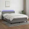 Image de Sommier À Lattes De Lit Et Matelas Et Led Gris Foncé 140x190 Cm Vidaxl