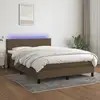 Image de Sommier À Lattes De Lit Matelas Et Led Marron Foncé 140x190 Cm Vidaxl
