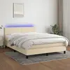 Image de Sommier À Lattes De Lit Avec Matelas Led Crème 140x200 Cm Tissu Vidaxl