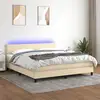 Image de Sommier À Lattes De Lit Avec Matelas Led Crème 160x200 Cm Tissu Vidaxl