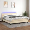 Image de Sommier À Lattes De Lit Avec Matelas Led Crème 180x200 Cm Tissu Vidaxl