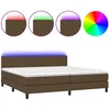 Image de Sommier À Lattes De Lit Matelas Et Led Marron Foncé 200x200 Cm Vidaxl